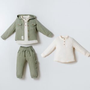 Müslin Erkek Bebek 3'lü Takım