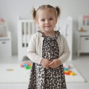 TRİKOLU LEOPARLI MİNİ ELBİSE