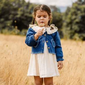 Denim Ceket Müslin Elbise Kız Çocuk