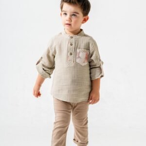 Dijital Cep Desenli Gömlek Erkek Çocuk 2'li Takım